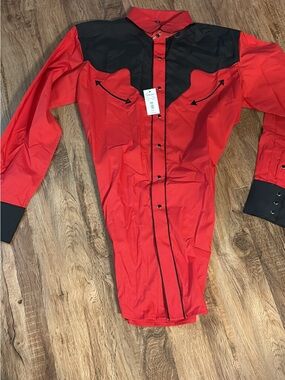 Western-Inspired White Horse brand Red & Black Snap-Front Western Shirt